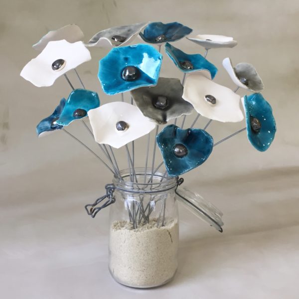 Coquelicot Turquoise craquelé cœur métallisé – Image 3