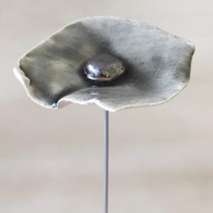 Coquelicot Gris clair craquelé cœur métallisé
