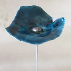 Coquelicot Bleu canard cœur métallisé
