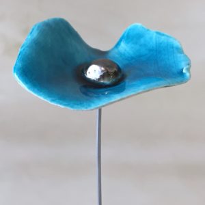 Coquelicot Turquoise craquelé cœur métallisé