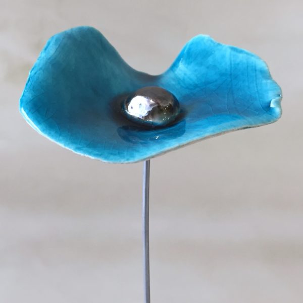 Coquelicot Turquoise craquelé cœur métallisé