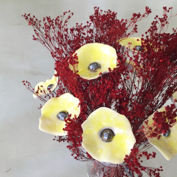 Coquelicot Jaune clair craquelé cœur métallisé – Image 3