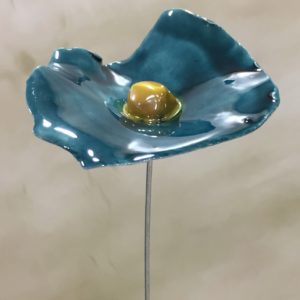 Coquelicot Bleu canard cœur jaune doré