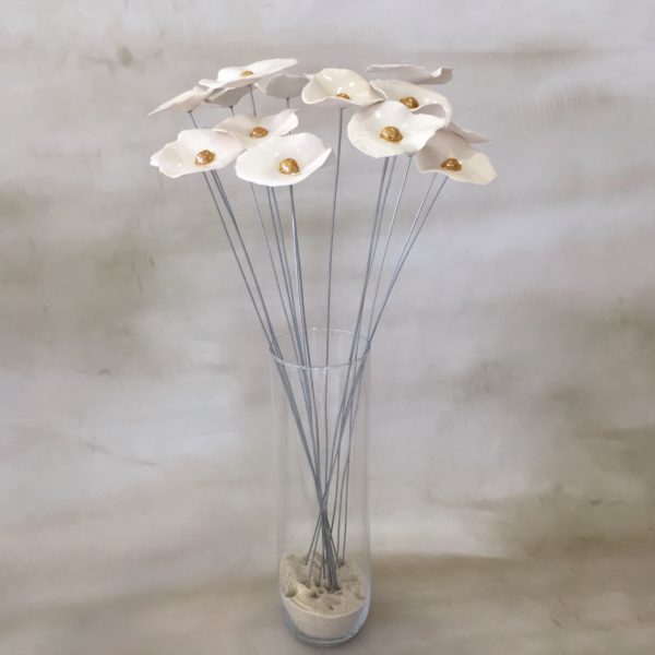 Coquelicot Blanc transparent cœur jaune doré – Image 3