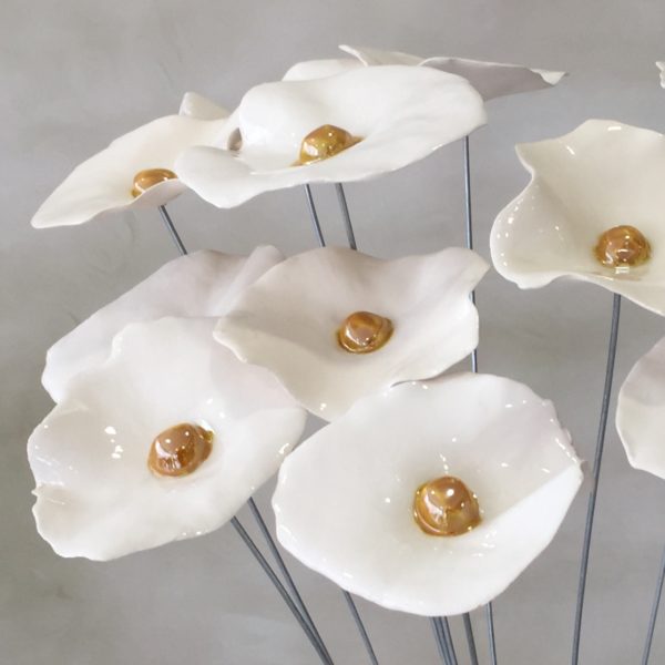 Coquelicot Blanc transparent cœur jaune doré – Image 6