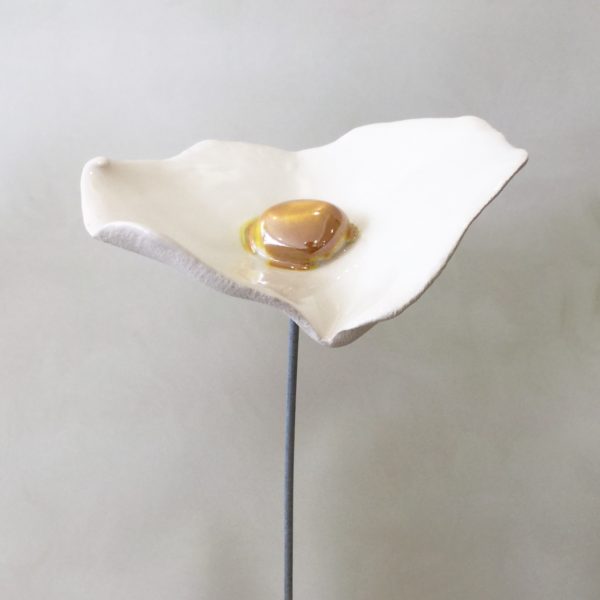 Coquelicot Blanc transparent cœur jaune doré – Image 5