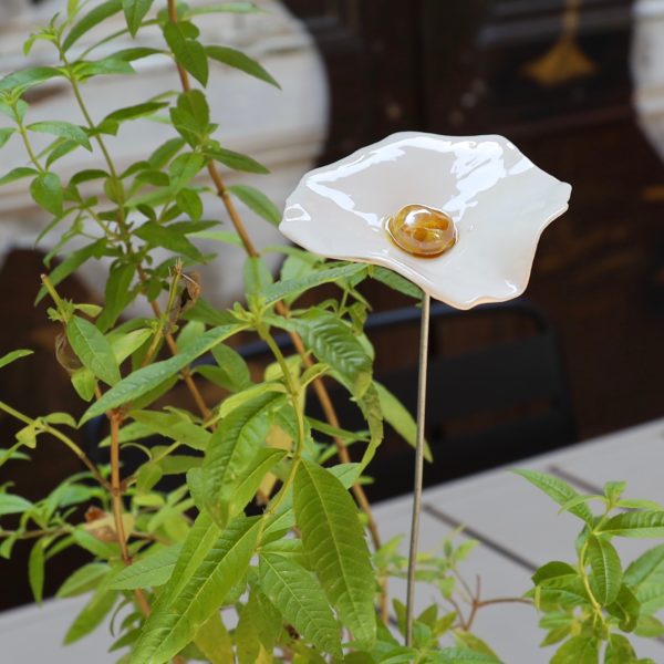 Coquelicot Blanc transparent cœur jaune doré – Image 10