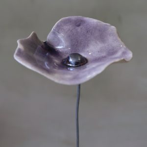 Coquelicot Mauve clair craquelé cœur métal