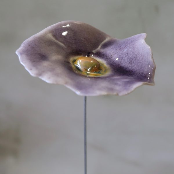 Coquelicot Mauve clair craquelé cœur jaune doré