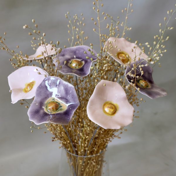 Coquelicot Mauve clair craquelé cœur jaune doré – Image 2