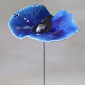 Coquelicot Bleu nuit cœur métallisé