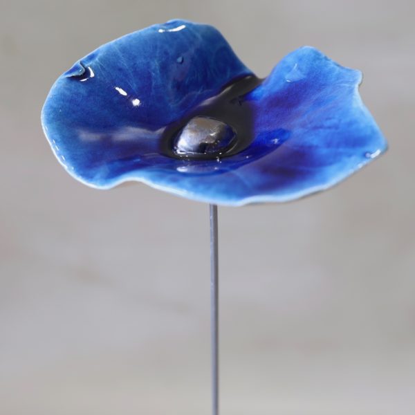 Coquelicot Bleu nuit cœur métallisé