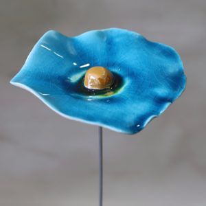 Coquelicot Turquoise craquelé cœur jaune doré