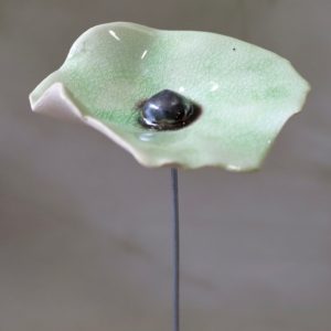 Coquelicot Vert d'eau craquelé cœur métallisé