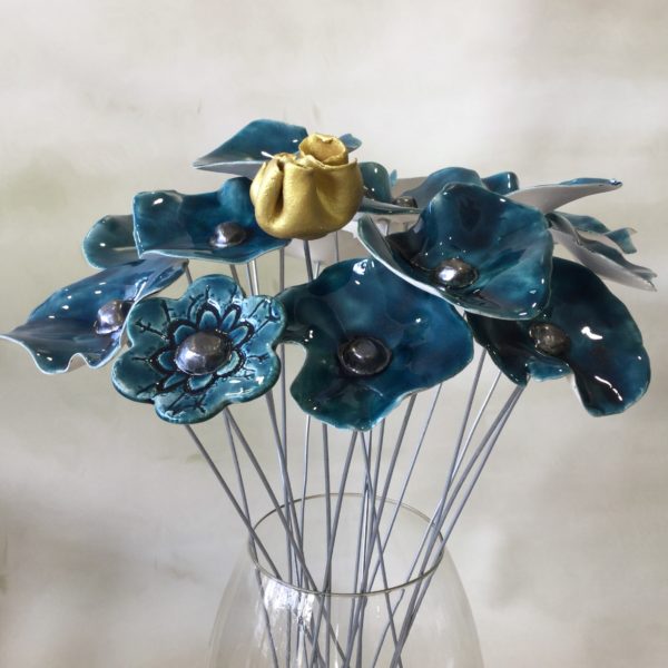 Coquelicot Bleu canard cœur métallisé – Image 3