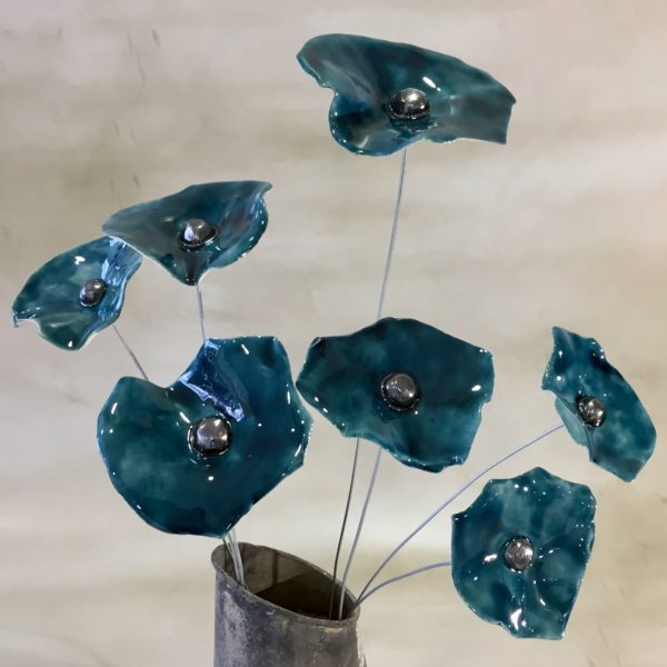 Coquelicot Bleu canard cœur métallisé – Image 2