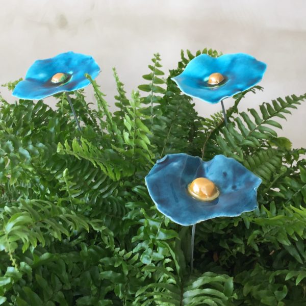 Coquelicot Turquoise craquelé cœur jaune doré – Image 4