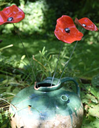 coquelicot rouge en ceramique