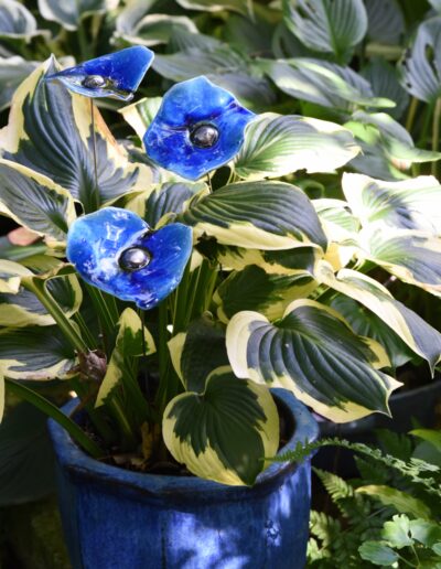 Coquelicot céramique Bleu nuit coeur metal