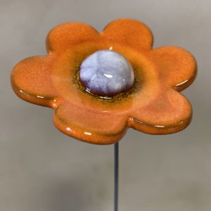 Fleur Orange cœur Blanc irisé violet