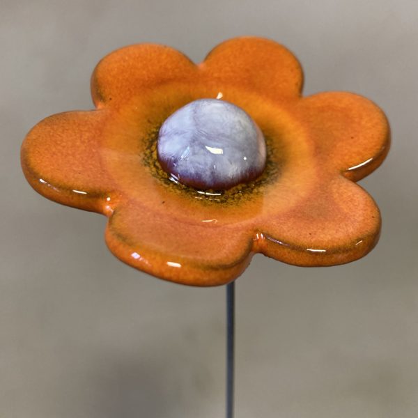 Fleur Orange cœur Blanc irisé violet