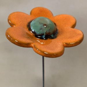 Fleur Orange cœur Vert Lustré