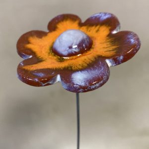 Fleur Orange Marron et Blanc irisé violet