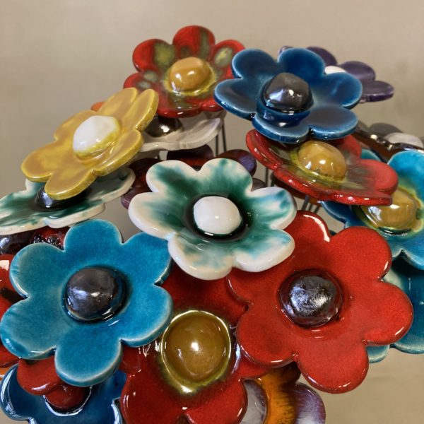 Fleur Turquoise cœur Jaune Doré – Image 3