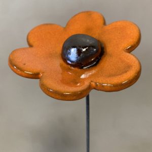 Fleur Orange cœur Métal