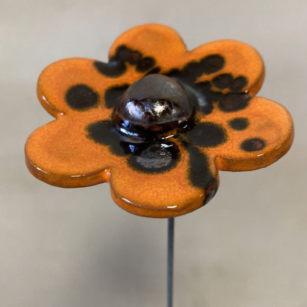 Fleur Orange projection Métal cœur Métal