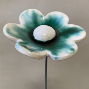 Fleur Vert Émeraude et Blanc cœur blanc