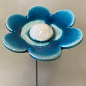 Fleur Turquoise cœur Blanc irisé