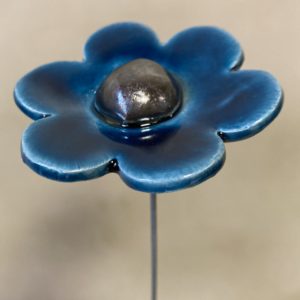 Fleur Bleu Canard cœur Métal