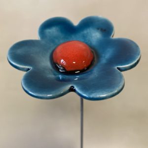 Fleur Bleu Canard cœur Rouge