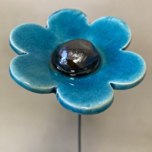Fleur Turquoise cœur Métal