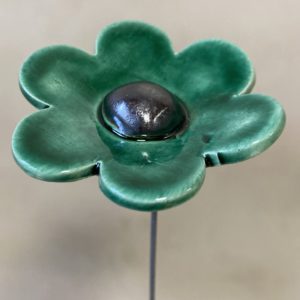 Fleur Vert Émeraude cœur Métal