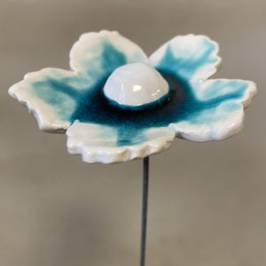 Fleur Sauvage Turquoise et Blanc cœur Blanc