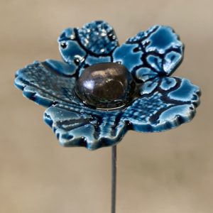 Fleur Sauvage Bleu Canard Dentelle cœur Métal