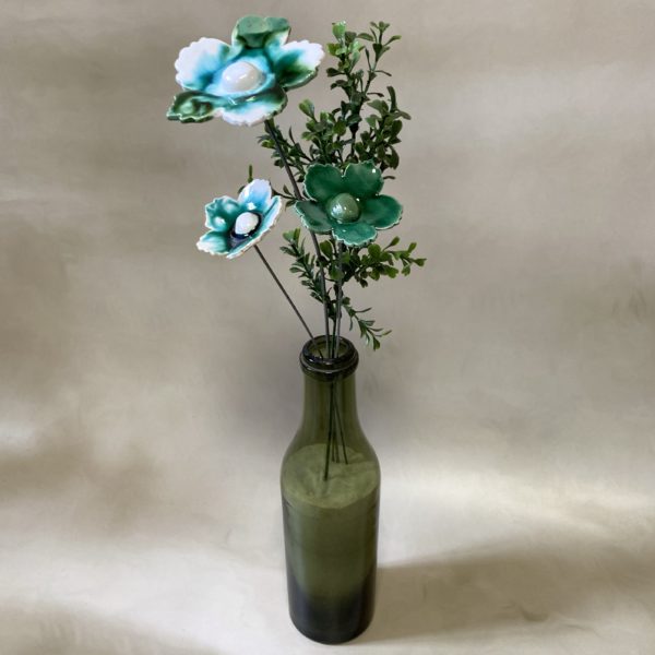 Fleur Sauvage Blanche Vert Émeraude cœur Doré – Image 2