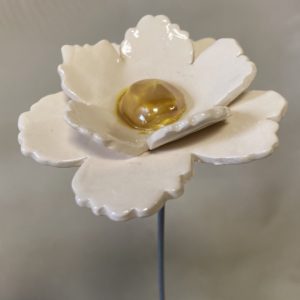 Fleur Sauvage Double Blanche cœur Doré