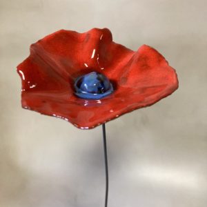 Coquelicot Rouge cœur Bleu lustré