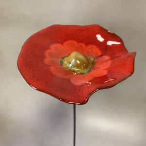 Coquelicot Rouge motif Rouge clair cœur Doré