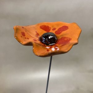 Coquelicot Orange cœur Métal projections Rouge