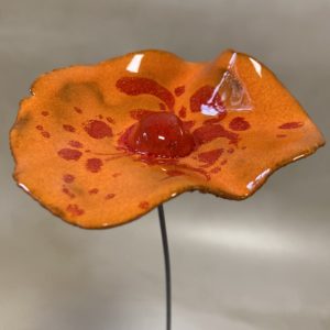 Coquelicot Orange cœur rouge et projections rouge