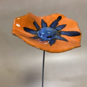 Coquelicot Orange cœur Bleu Lustré motif bleu