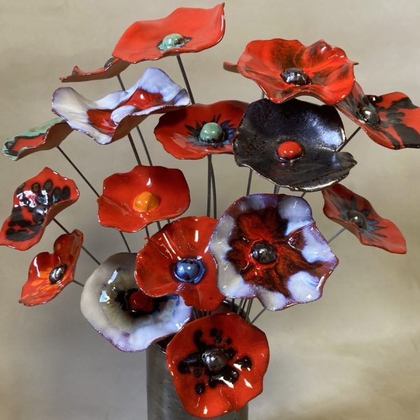 Coquelicot Rouge motif Rouge clair cœur Doré – Image 3