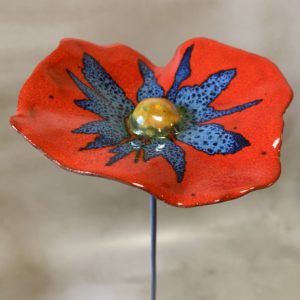 Coquelicot Rouge et Bleu cœur jaune doré