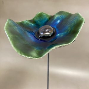 Coquelicot Vert et Bleu Nuit cœur Métal