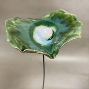 Coquelicot Vert Olive et Vert Lustré cœur Blanc