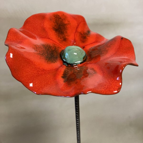 Bouquet de 3 Coquelicots XXL Rouge et Vert Hauteur 80 cm – Image 7